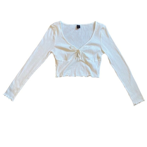 SHEIN Tops - GET IT FREE! Long sleeve V Neck White Crop Top